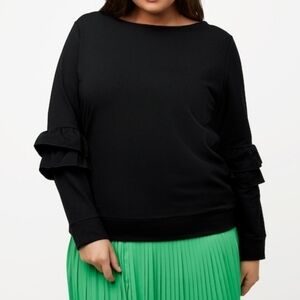 24/26 • Ulla popken • Ruffle Detail V-Neck Sweatshirt